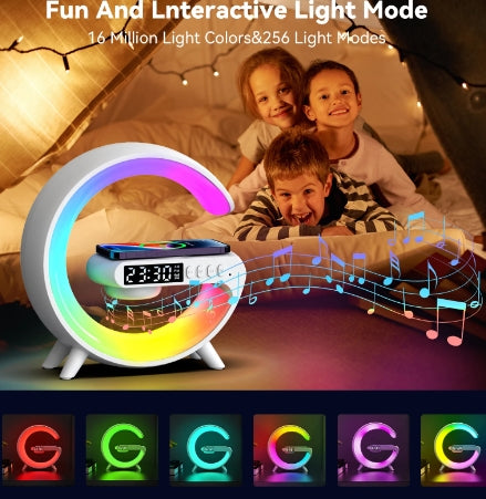 3-in-1 Glow Lamp — Bluetooth, Wireless Charger & Alarm Clock