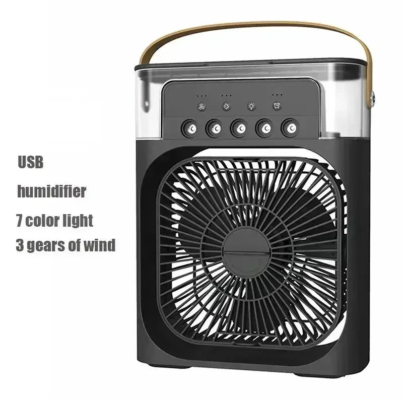 3-in-1 Mini Air Cooler Fan — Portable Cooling, Humidifier & Night Light