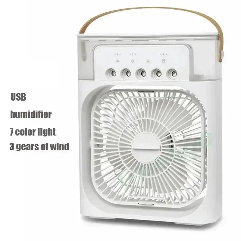 3-in-1 Mini Air Cooler Fan — Portable Cooling, Humidifier & Night Light
