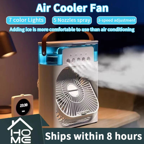 3-in-1 Mini Air Cooler Fan — Portable Cooling, Humidifier & Night Light